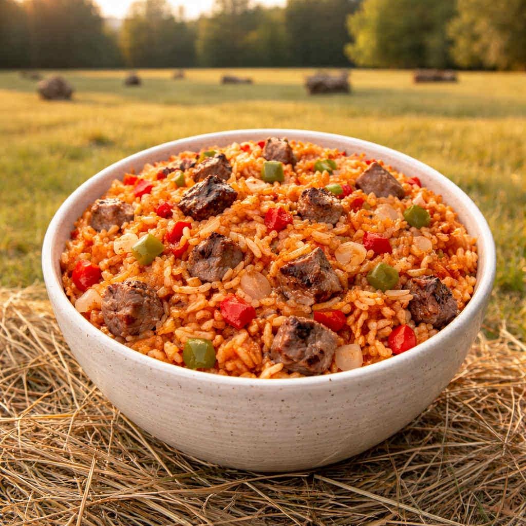 MAK D Productions Beef Steak and Spanish Rice Freeze Dried Meal Camping Hunting Preppers Backpacking Hiking Kayaking Fishing Easy Bag Food
