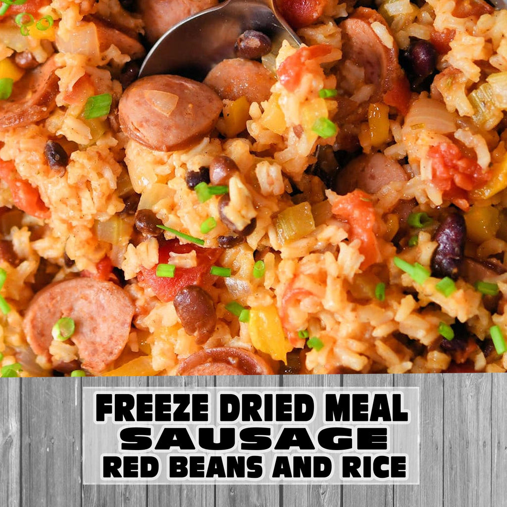 MAK D Productions Pork Sausage Red Beans and Rice Freeze Dried Meal Camping Hunting Preppers Backpacking Hiking Kayaking Fishing Bag Food