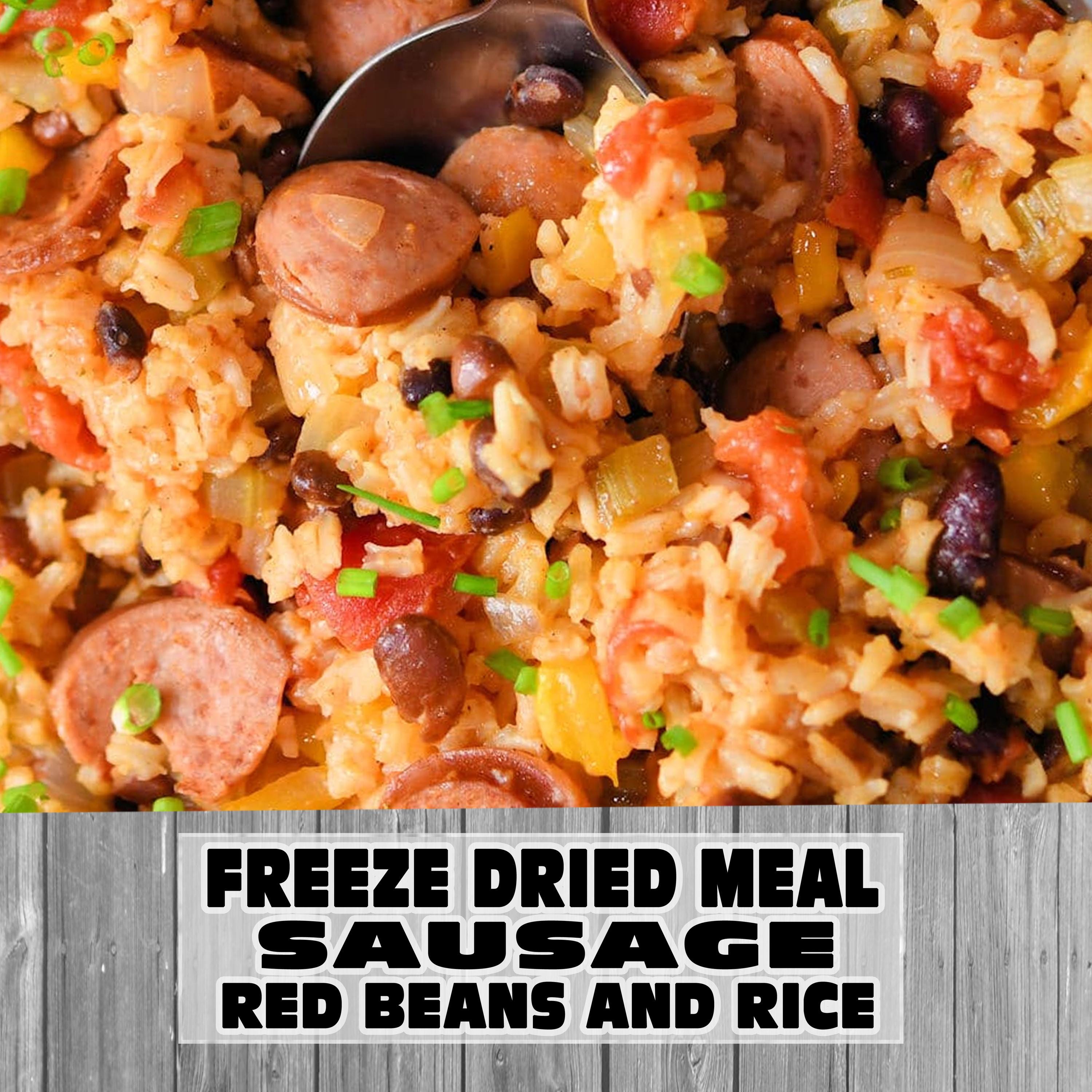 MAK D Productions Pork Sausage Red Beans and Rice Freeze Dried Meal Camping Hunting Preppers Backpacking Hiking Kayaking Fishing Bag Food