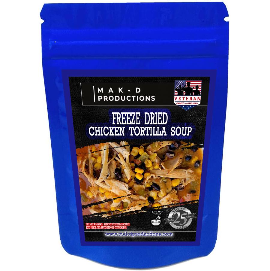 MAK D Productions Chicken Tortellini Soup Freeze Dried Meal Camping Hunting Preppers Backpacking Hiking Kayaking Fishing Bag Food