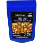 MAK D Productions Vegetable Beef Soup Freeze Dried Meal Camping Hunting Preppers Backpacking Hiking Kayaking Fishing Emergency Prep Bag Food
