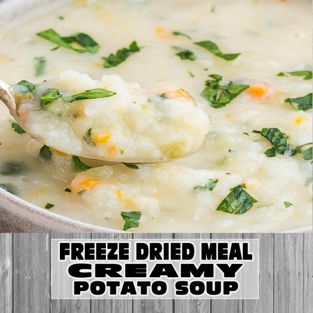 MAK D Productions Meatless Creamy Potato Soup Freeze Dried Meal Camping Hunting Preppers Backpacking Hiking Kayaking Fishing Bag Food