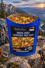 MAK D Productions Vegetable Beef Soup Freeze Dried Meal Camping Hunting Preppers Backpacking Hiking Kayaking Fishing Emergency Prep Bag Food