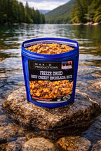 MAK D Productions Beef Cheesy Enchilada Rice Freeze Dried Meal Camping Hunting Preppers Backpacking Hiking Kayaking Fishing Easy Bag Food
