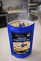 MAK D Productions Blueberries and Cream Oatmeal Freeze Dried Meal Camping Hunting Preppers Kayaking Backpacking Hiking Breakfast Bag Food