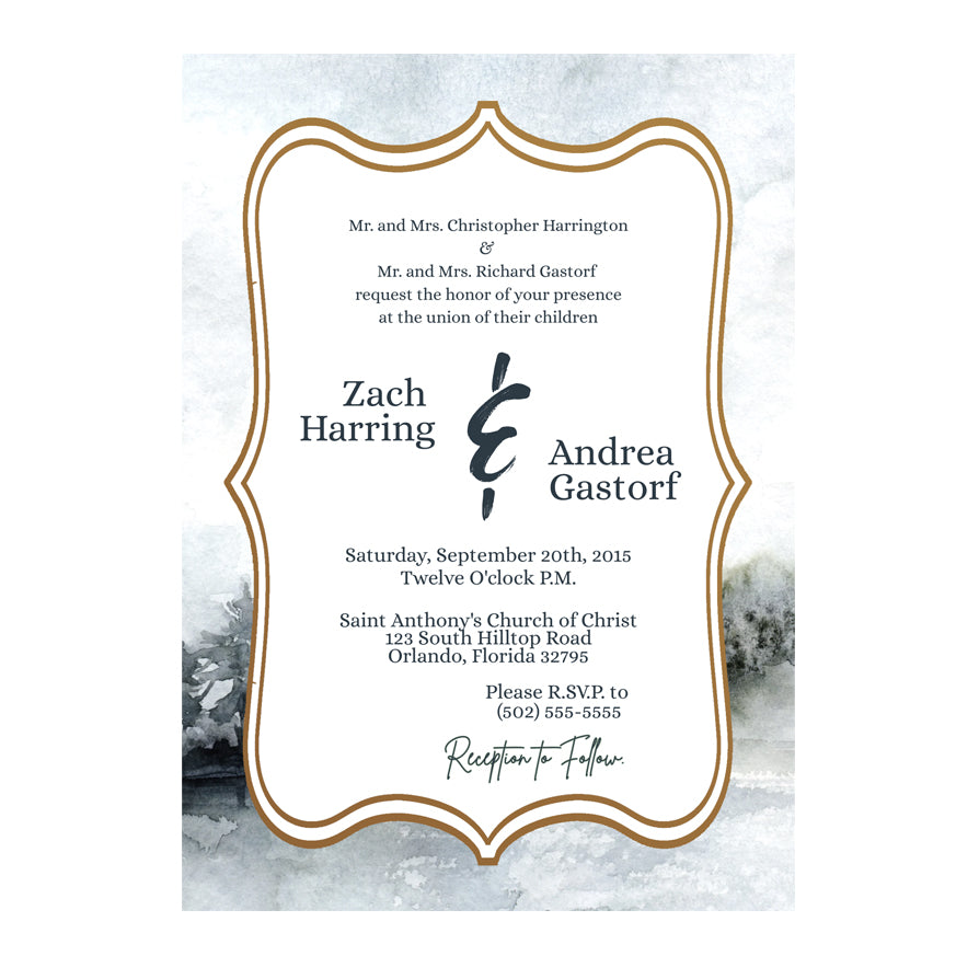 5x7 PRINTED Wedding Invitation - Winter Pond 001